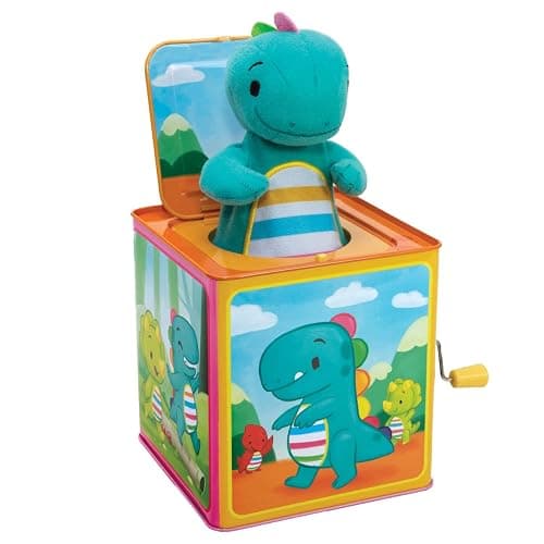 Schylling Brand Baby Dino Jack in The Box - Classic Tin Musical Popping Toy - Ages 18 Months to 4 Years thumbnail 2