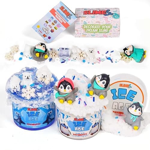 FINOCLAY 2 Pack Cloud Slime Kit for Kids,Soft Clear Slime with 8 DIY Accessories, Ice Age Theme Sensory Putty Toy, Premade Slime Making Kit, Fun Birthday Easter Party Favors for Girls & Boys thumbnail 2