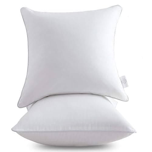 Oubonun 18"x18" Pillow Inserts (Set of 2) - Throw Pillow Inserts with 100% Cotton Cover - 18 Inch Square Interior Sofa Pillow Inserts - Decorative Pillow Insert Pair - White Couch Pillow thumbnail 9