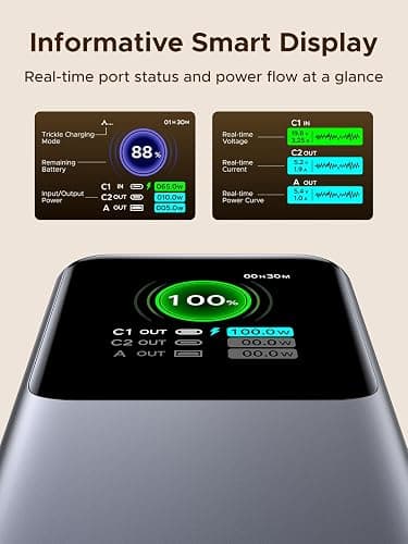UGREEN 20,000mAh Laptop Power Bank for MacBook, Built-in and 100W Retractable Cables, 165W Portable Charger for Multi-Device Charging, Smart Digital Display, Compatible with iPhone 17 Series and More thumbnail 8