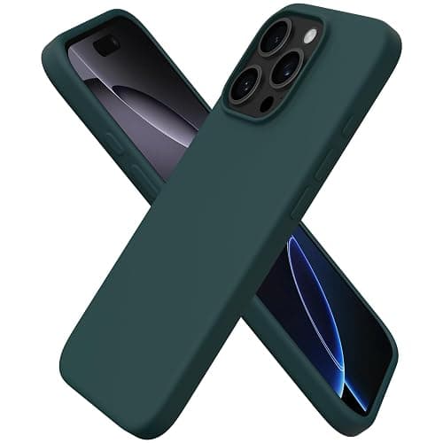 ORNARTO Compatible with iPhone 16 Pro Case 6.3", Slim Liquid Silicone 3 Layers Soft Gel Rubber Shockproof Protective Case with Anti-Scratch Microfiber Lining-Olive Green - Image 1