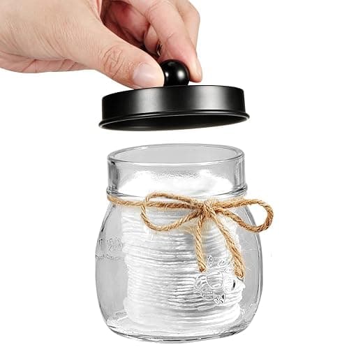 Amolliar Mason Jar Bathroom Accessories Set 4 Pcs -Lotion Soap Dispenser & 2 Cotton Swab Holders & Toothbrush Holder - Rustic Farmhouse Decor, Bathroom Home Decor, Perfect Decorating Idea (Black) thumbnail 5