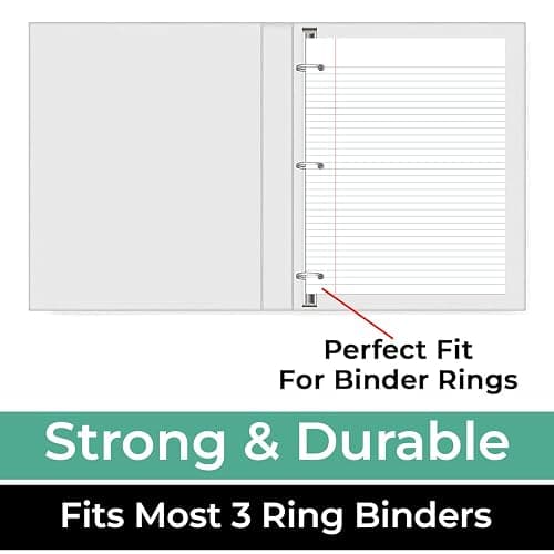 Rosmonde Loose Leaf Paper, 900 Sheets, 6 Pack, College Ruled, 8" x 10.5", Bulk Office Filler Paper, 3 Hole Punched, 150 Sheets/Pack, College Ruled Paper for 3 Ring Binder, Notebook Paper, White thumbnail 6