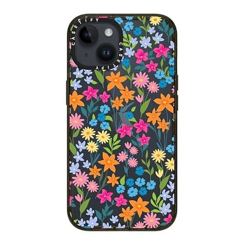CASETiFY Impact iPhone 14 Case [4X Military Grade Drop Tested / 8.2ft Drop Protection] - Bright Spring Flowers - Glossy Black thumbnail 4