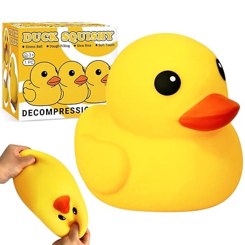 Duck Squishy Squeeze Toy, Jumbo Squishy Duck Stress Relief Toy for Kids & Adults, Dough Ball, Sensory Toys, Animal Squeeze Stress Balls Fidget Toys for Anxiety Relief, Squishies for Autism ADD/ADHD - Image 1