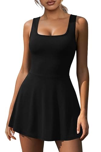 NIASHOT Women's Athletic Dress with Built-in Shorts & Pockets Workout Tennis Golf Active Wear U Neck A-line Dresses - Image 1