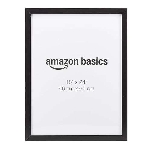 Amazon Basics Rectangular Wood Poster Frame, 18" x 24", Black - Image 1