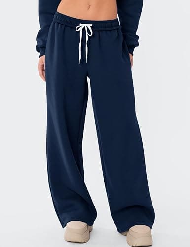 LOMON Wide Leg Sweatpants Women Fleece Sweat Pants Fall Clothes 2025 Teen Girl Baggy Jogger Sweatpant with Pockets thumbnail 2