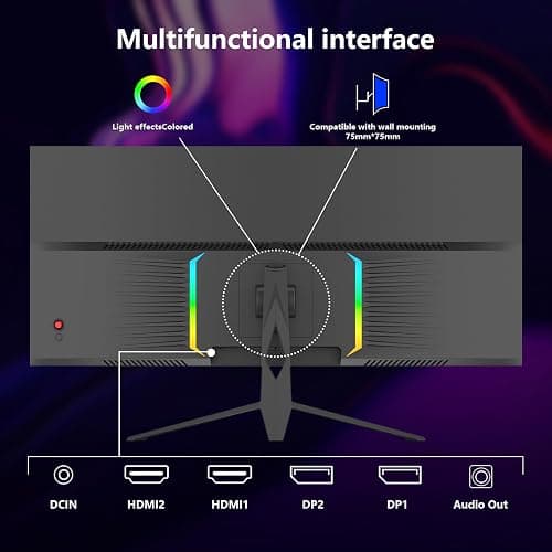 DJiEX 34 Inch Curved Monitor 1500R,165Hz,3440x1440 21:9 UWQHD,Ultrawide Gaming Computer Monitor 21:9,Support Freesync,1ms(MPRT),PIP/PBP, 99% sRGB, HDMI 2.0 & DP 1.4,VESA Mount/Tilt Adjustable-Black thumbnail 8