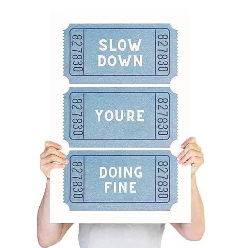 Retro Inspirational Quotes Poster Trendy Blue Daily Affirmation Wall Art Preppy Slow Down You’re Doing Fine Canvas Prints Ticket Aesthetic for Living Room Classroom Bedroom Home Decor 12x16in Framed thumbnail 6