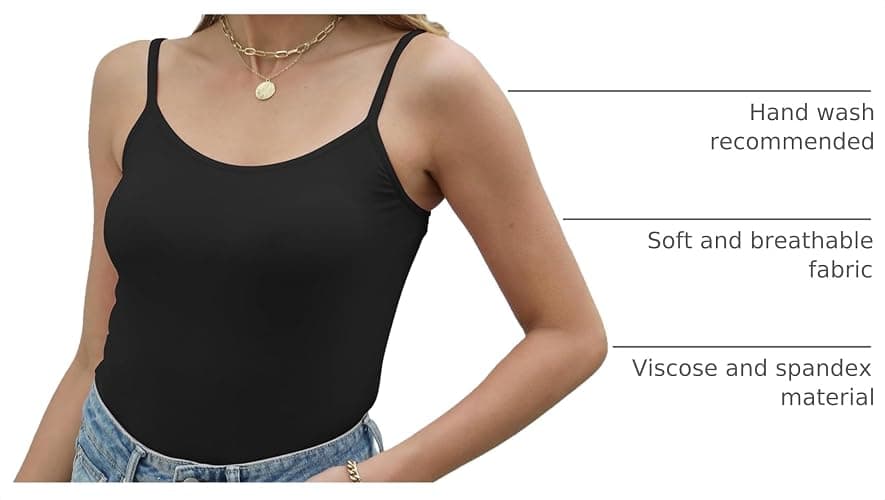 BQTQ 5 Pcs Women's Camisole Tank Tops Spaghetti Strap Basic Undershirts | Adjustable Spaghetti Straps Camisoles Slim Fit Basic Vest Tops for Women, Soft Seamless Layering Tops for Everyday Wear thumbnail 4