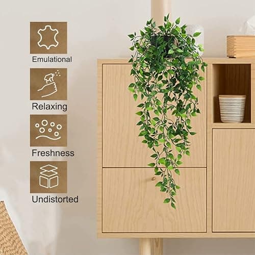 XongSyue Artificial Hanging Plants, 2pcs Artificial Plants Indoors in pots | Greenery Fake Plants Decor, Small Artificial Plants in Pots, Fake Potted Plants, Faux Plants for Wall Home Room Office Decor thumbnail 6