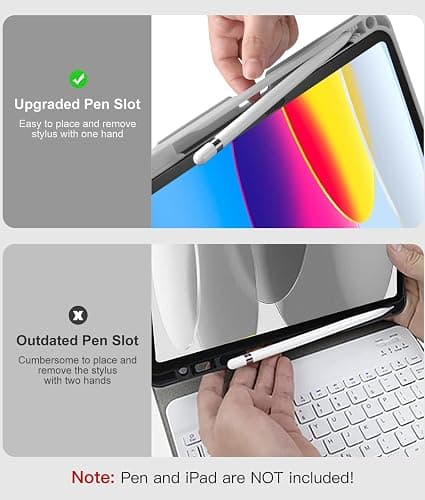Hamile for iPad 11th 10th Generation Case with Keyboard - 7 Colors Backlit Wireless Detachable Folio Keyboard Cover with Pencil Holder for iPad A16 11-inch 2025 10th Gen 10.9 Inch 2022 (Light Gray) thumbnail 6