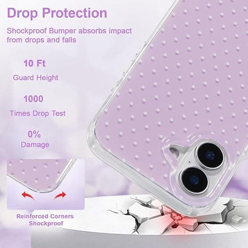 QLTYPRI Cute Polka Dot Phone Case for iPhone 16 Plus, Purple | Polka Dot Fashion Aesthetic Design for Women Girls, Pretty Stylish Kawaii, Slim Fit, Durable TPU Shockproof Protective Case thumbnail 3