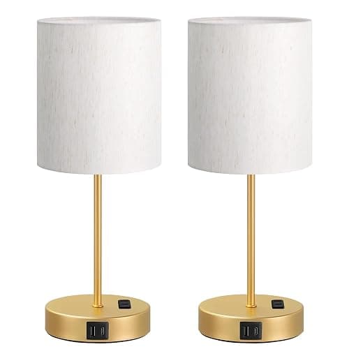 Gold Touch Lamps for Nightstand Set of 2 - Bedside Table Lamp for Bedroom with Dual USB Ports & AC Outlet, 3-Way Dimmable Lamps for Living Room Boys Room, Night Light with 5000K Daylight Bulbs thumbnail 9