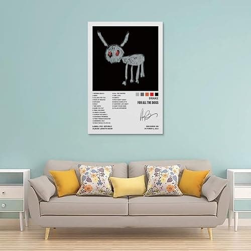 WATERA Drake Poster For All The Dogs Album Cover Posters for Room Aesthetic Canvas Wall Art Bedroom Decor 20x30inch(50x75cm) thumbnail 2