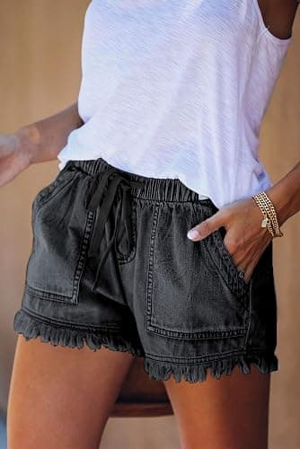 HVEPUO Women Casual Summer Shorts Elastic High Waisted Short Pants with Pockets thumbnail 2