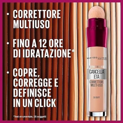 Maybelline New York Correttore Multi-Uso, Idratante e con Coprenza Modulabile, Imperfezioni e Occhiaie Coperte, Con Bacche di Goji e Haloxyl, Cancella Età, Tonalità: 01 Light, 6,8 ml thumbnail 4