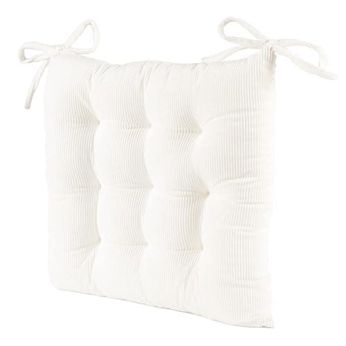 HLOVME Corduroy Chair Cushion with Ties Ultra Soft Warm Floor Cushion for Kids Reading Nook Comfortable Square Seat Cushion for Adult 15.7”x15.7”, White thumbnail 3