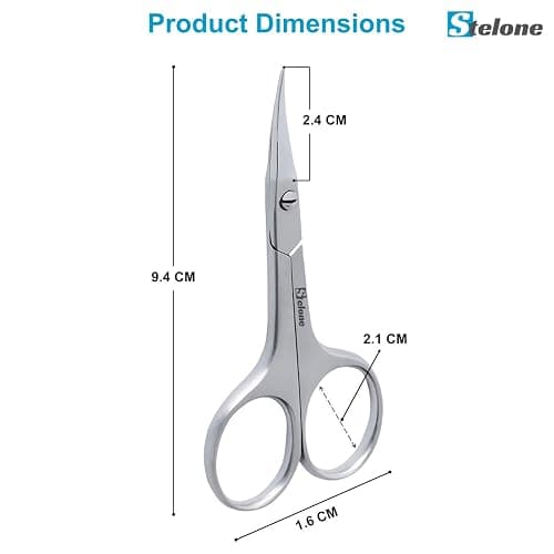 Stelone Multi Purpose Cuticle Scissors Stainless Steel Curved Blade Little Manicure and Eyebrow Scissors for Women, Cosmetic & Brow Scissors for Facial Hair & Eyelash Trimming thumbnail 7