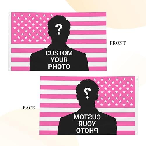 Generic Custom 3x5 Ft American Flag with Photo Text Personalized Funny Flag for Room Custom Pink Tapestry thumbnail 5