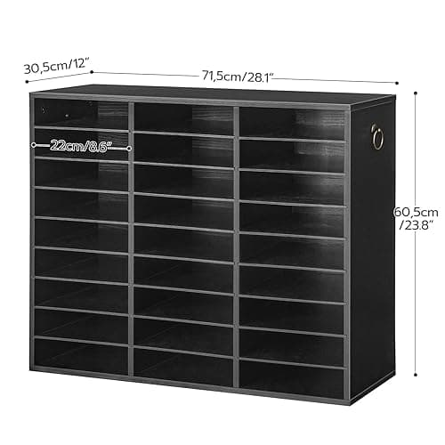 HOOBRO Literature Organizer, 27 Compartments Wooden Mail Organizer, Countertop Literature Sorter with Adjustable Shelves for Home, Office, School, Student Mailbox for Classroom, Black BK27WF01 thumbnail 3
