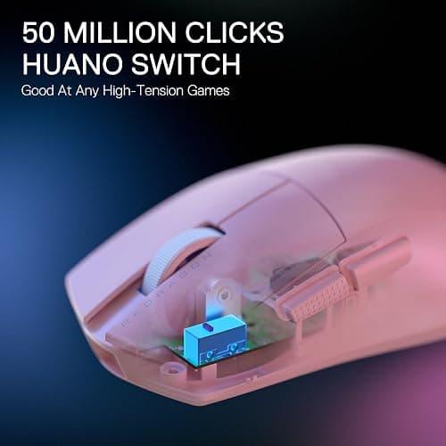 Redragon M916 PRO 3-Mode Wireless Gaming Mouse, 49G Ultra-Light 26K DPI Mouse w/Ergonomic Natural Grip Build, Full Programmable Buttons, Software Supports DIY Keybinds & DPI (1K Hz, Pink) thumbnail 5