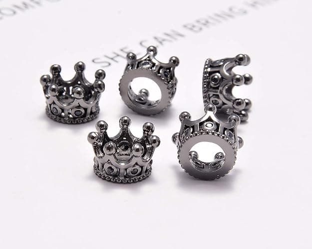AD Beads Zircon Pave Rhinestones King Crown Or Queen Crown For Bracelet Connector Charm Spacer Beads thumbnail 3