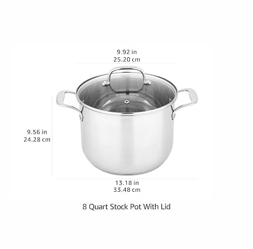 Amazon Basics Stainless Steel Stock Pot with Lid, 8-Quart, Silver thumbnail 3