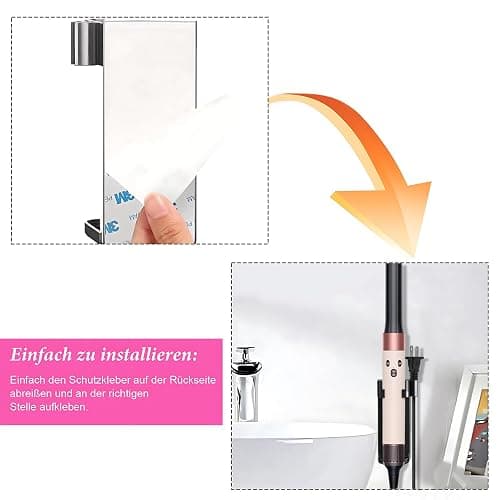 Wandhalterung für Dyson Airwrap Halterung Dyson Halterung, Dyson Zubehör Halterung Föhn Halterung Ohne Bohren, Dyson Föhn Halterung Dyson Halterung Airwrap für Verschiedene Lockige Haar Sticks thumbnail 7