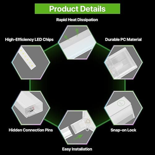 Glitgate Hexagon Garage Lights 22 Grids: 3 Level Dimmable 581W 63910LM Led Hexagonal Shop Light, 6500K Daylight White Hex Honeycomb Ceiling Lighting System Super Bright for Gym, Basement, Workshop thumbnail 7