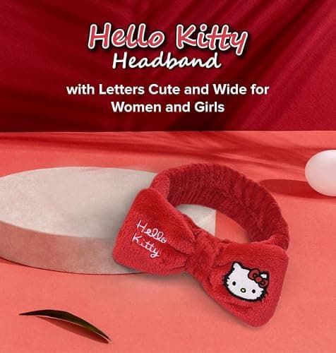 Mädchen Stirnband mit Schleife – Flauschiges Haarband mit Hallo Kitty – Rosa Haarreif für Kinder – Weiches Kopfband für Gesichtspflege, Make-up & Spielspaß - Hallo kitty - 1 stück (1er Pack) thumbnail 8