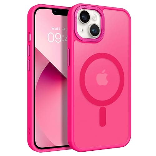 BENTOBEN Magnetic for iPhone 13 Case & iPhone 14 Case [Compatible with Magsafe] Translucent Matte Phone Case iPhone 13/14 Slim Thin Shockproof Women Men Protective Cover Cases, Hot Pink - Image 1