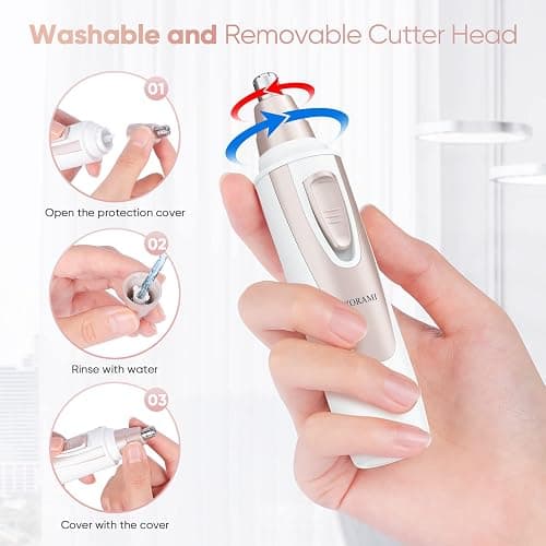 Ear and Nose Hair Trimmer Clipper - 2025 Professional Painless Eyebrow & Facial Hair Trimmer for Men Women, Battery-Operated Trimmer with IPX7 Waterproof, Dual Edge Blades for Easy Cleansing Pink thumbnail 5