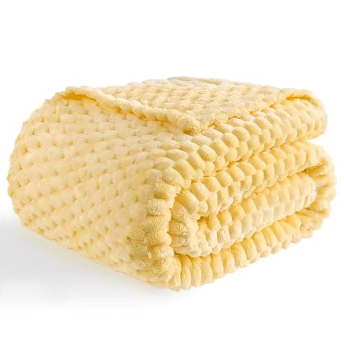 Bnuitland Light Yellow Flannel Throw Blanket (50X40 inches), 300 GSM Fleece Cozy Warm Soft Lightweight Bed Sofa Blanket for Babys and Pets, Suitable for All Seasons thumbnail 7