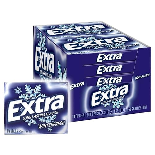 EXTRA Winterfresh Sugar Free Chewing Gum Bulk Pack, Individually Wrapped Mint Gum for Fresh Breath, 15-Stick Packs, Pack of 10, Cool Mint Flavor for School, Work & Travel - Image 1
