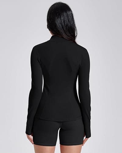 AVGO Womens Workout Jackets Lightweight Athletic Zip Up Jacket Slim Fit Running Gym Top with Pockets & Thumb Holes thumbnail 4