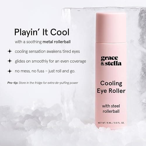grace & stella Under Eye Brightener with Cooling Metal Rollerball - Ceramide & Caffeine Eye Cream for Puffy Eyes - Travel Size Toiletries - Vegan Skincare (15ml / 0.51floz) thumbnail 3