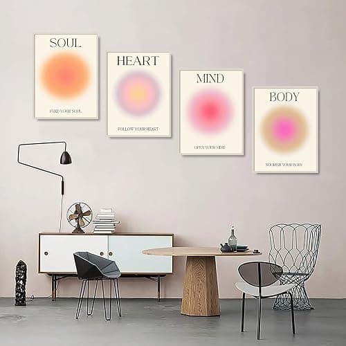NCYEL 4 colorful abstract halo posters angel number positive energy inspirational language inspirational wall art bedroom girls room pink decoration living room bedroom apartment hotel dormitory 8x10 - yellow angel halo - unframed 8x10 inch thumbnail 6