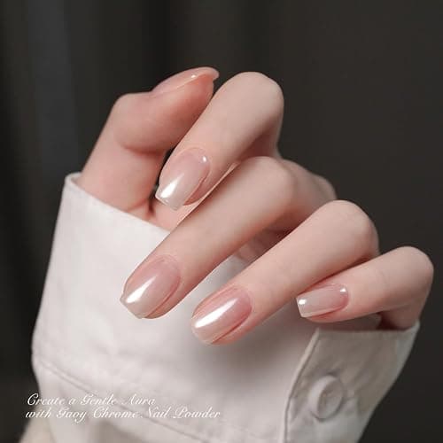 GAOY White Pearl Chrome Nail Powder, Mirror Effect Shimmer Glitter Pigment Mermaid Aurora Nail Art Decorations, Lustrous White thumbnail 4