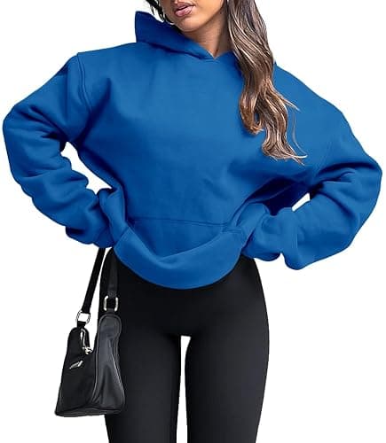 onlypuff Women Hoodies Casual Pullover Long Sleeve Sweatshirt Kangaroo Pocket Drop Shoulder Sweater thumbnail 2