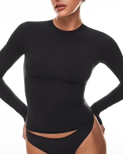 INLYRIC Women's Inbarely Soft Long Sleeve T-Shirts Crew Neck Basic Tees Slim Fitted Going Out Tops Trendy Fall Outfits thumbnail 5