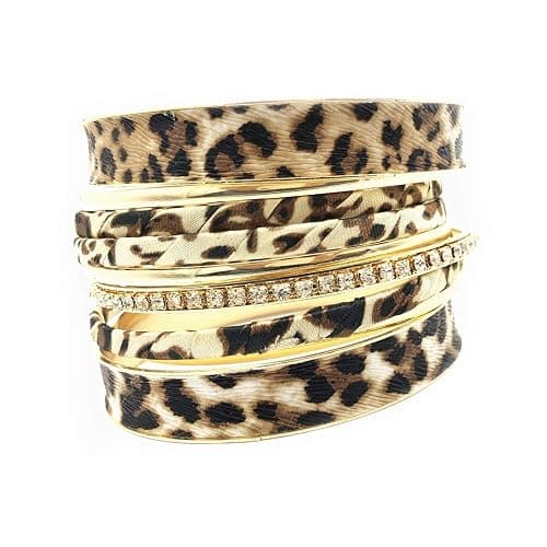 PUOSUO Leopard Bangle Bracelets for Women - Multi Layers Casual Bracelet for Women - Image 1