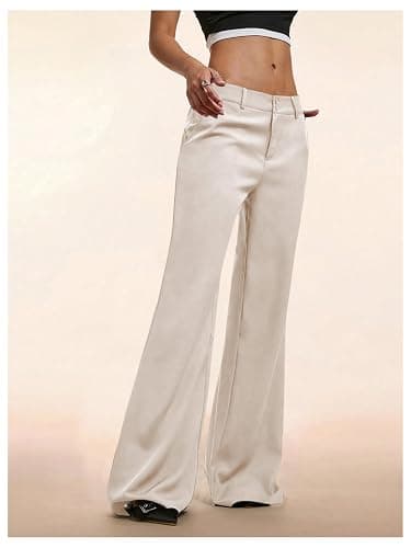 GORGLITTER Women's Dress Pants Low Rise Wide Leg Trousers Business Casual Work Dressy Low Waisted Straight Slacks Pants thumbnail 5
