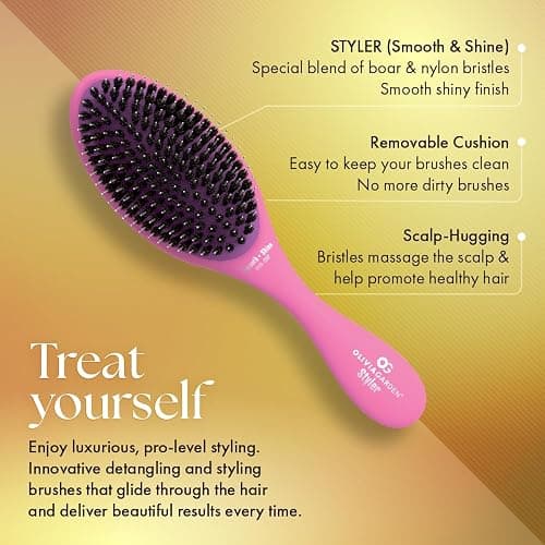 Olivia Garden OG Brush Styler, To Smooth and add Shine, All hair Types, removable cushion for easy cleaning, scalp hugging for scalp massage, gentle, for women, men, and children thumbnail 2