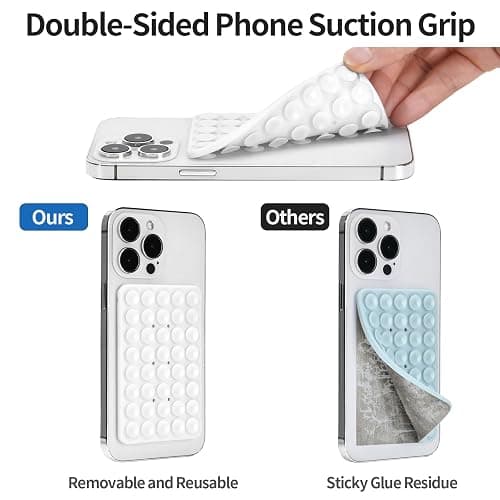 QWEIDHI Silicone Suction Phone Case Adhesive Mount, Hands-Free Strong Grip Holder for Selfies, Silicon Adhesive Stand Sticky for Cell Phone (White) thumbnail 2