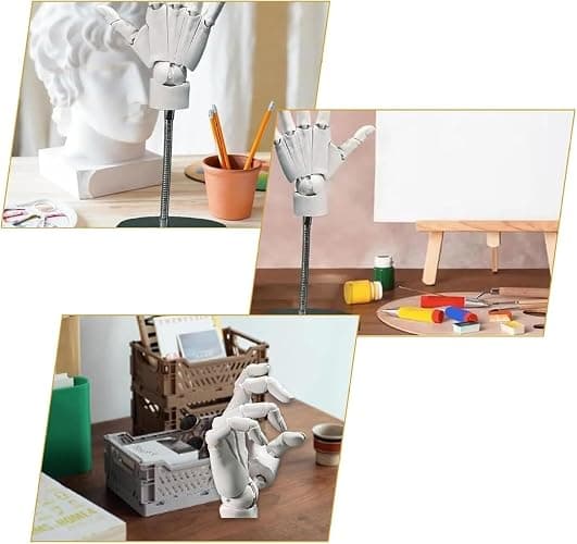 Hand Model, 1:1 Flexible Left And Right Hand Model, Flexible Artist Hand Model, Movable Finger Joints, Home Desk Decoration, Display, Sketching, Drawing, Painting (white, Right Hand)(White,Right hand) thumbnail 6