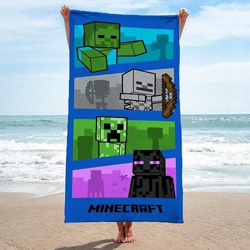 Jay Franco Minecraft Adventure is an Attitude Gamer es una toalla de baño/piscina/playa - Toalla de algodón súper suave y absorbente resistente a la decoloración, mide 28 x 58 pulgadas (producto thumbnail 2