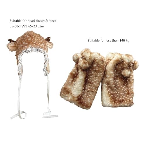 MOAIYU Cartoon Head Wrap Furry Deer Soft Thicken Leg Warmer for Women Outdoor Wear Lace Brim Holiday Party Photo Props thumbnail 6