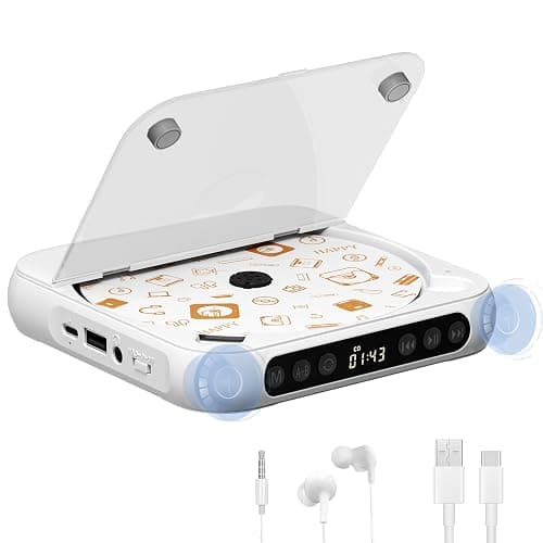 Portable CD Player, Personal CD Player with Bluetooth for Home, Rechargeable Small CD Player with Headphones,Built-in HiFi Speakers, Support CD/AUX/USB, Anti-Skip/Shockproof - Image 1